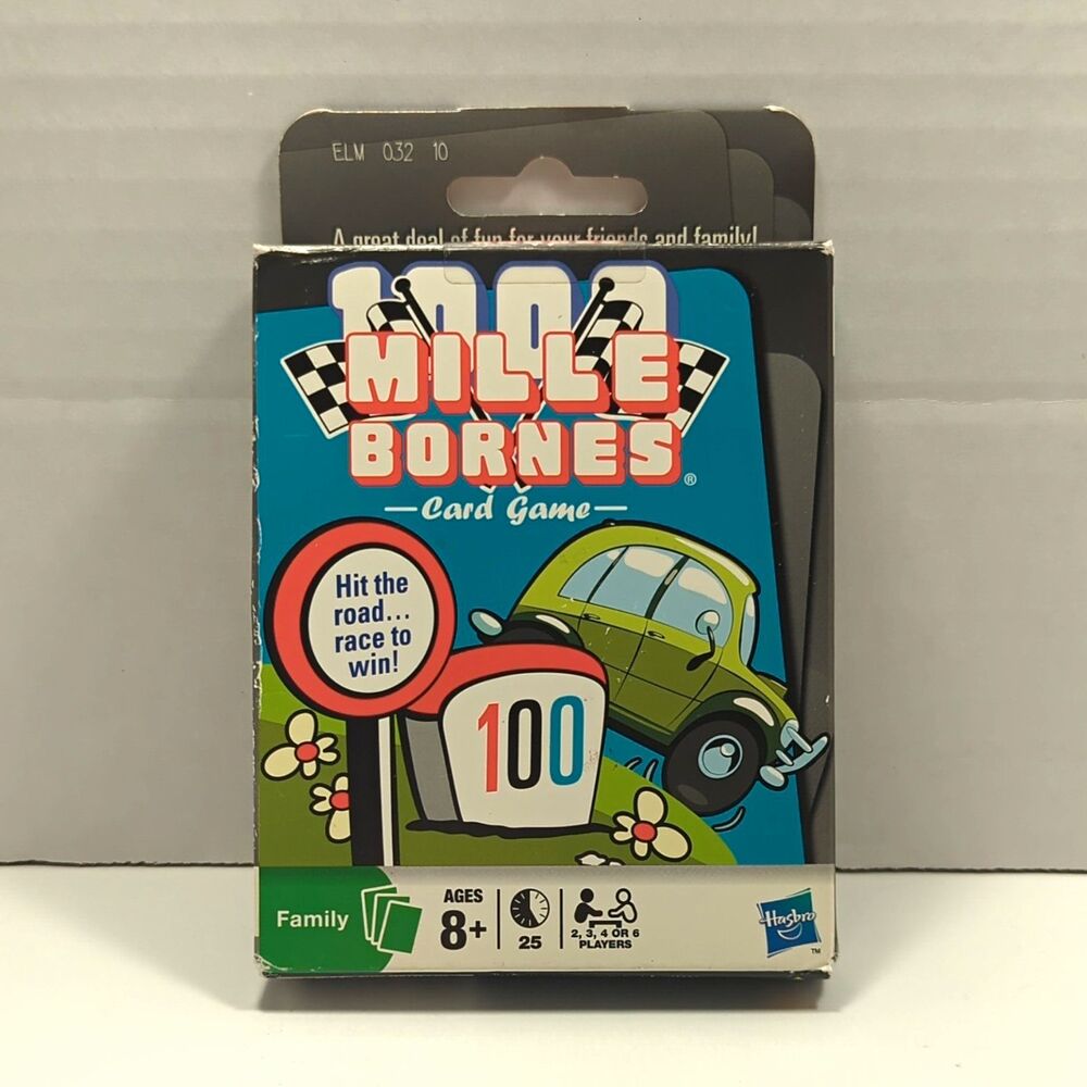 Hasbro 1000 Mille Bornes Card Game 2-6 Players Ages 8-11 Cars Theme 2010